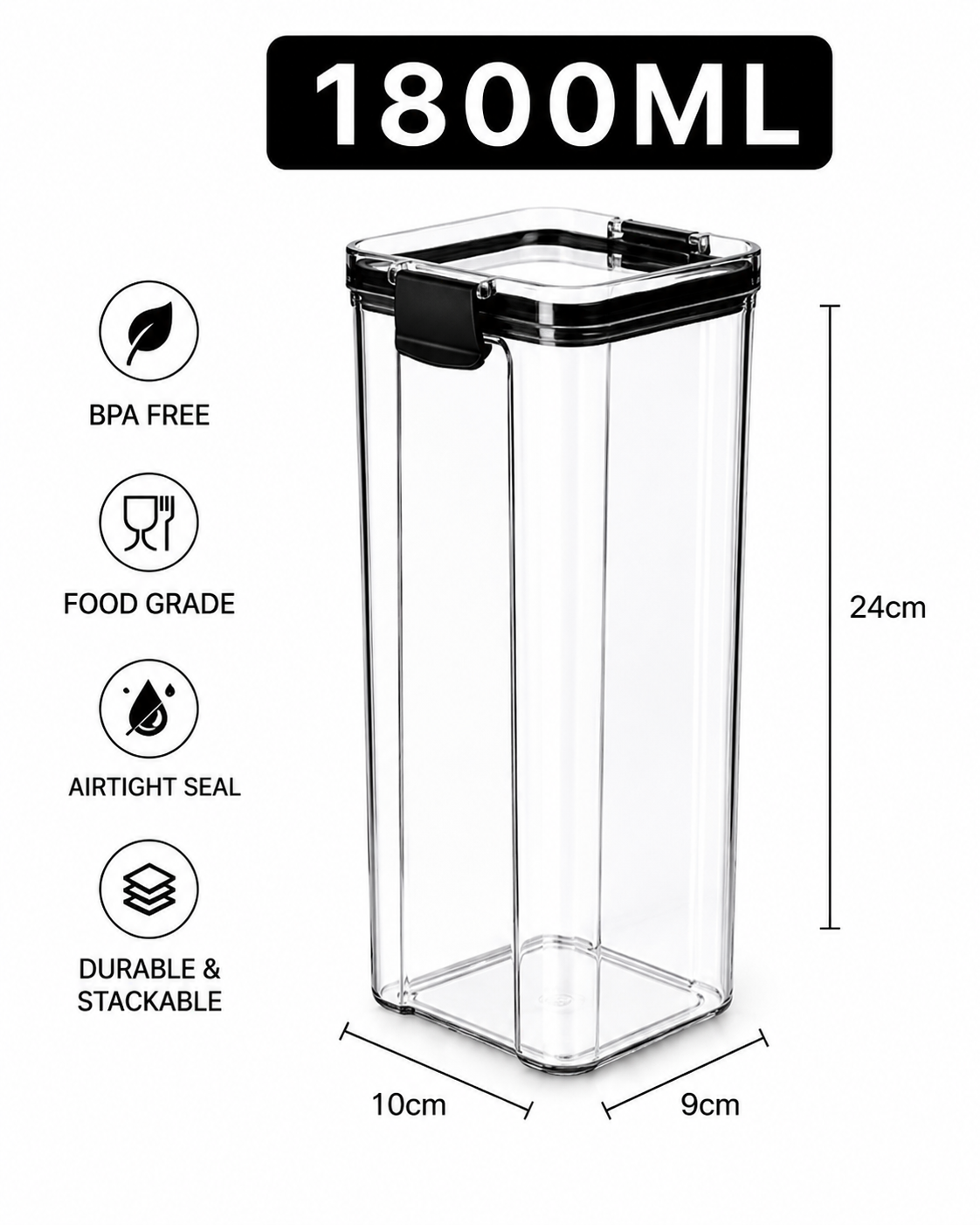 1800ml Premium Airtight Food Container