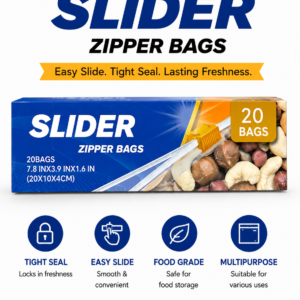 (2 Packs/box) Premium Slider Zipper Storage Bags 40 Pieces