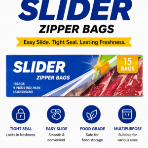 (2 Packs/box) Premium Slider Zipper Storage Bags 30 Pieces