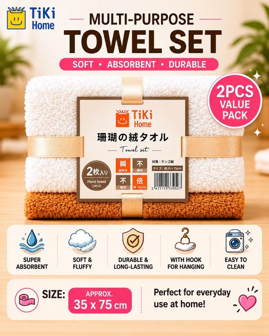 (3 Packs / Box ) Premium Coral Fleece Multi-Purpose Towel Set, 6 pieces - Image 3
